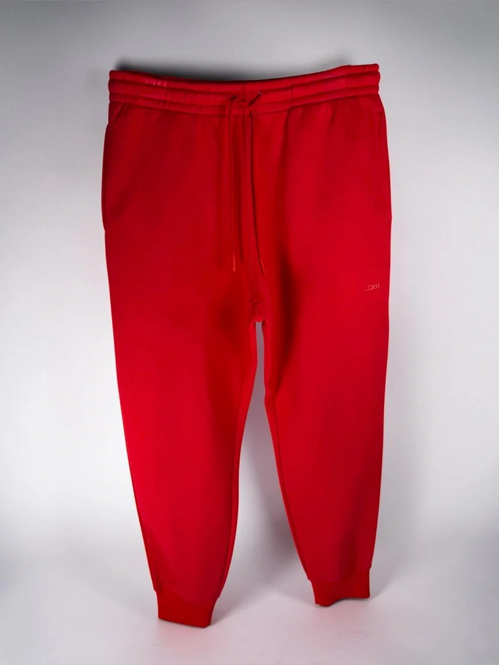LCKR Red Fleece Jogger Sweatpants Mens Size Large Cotton Blend Drawstring